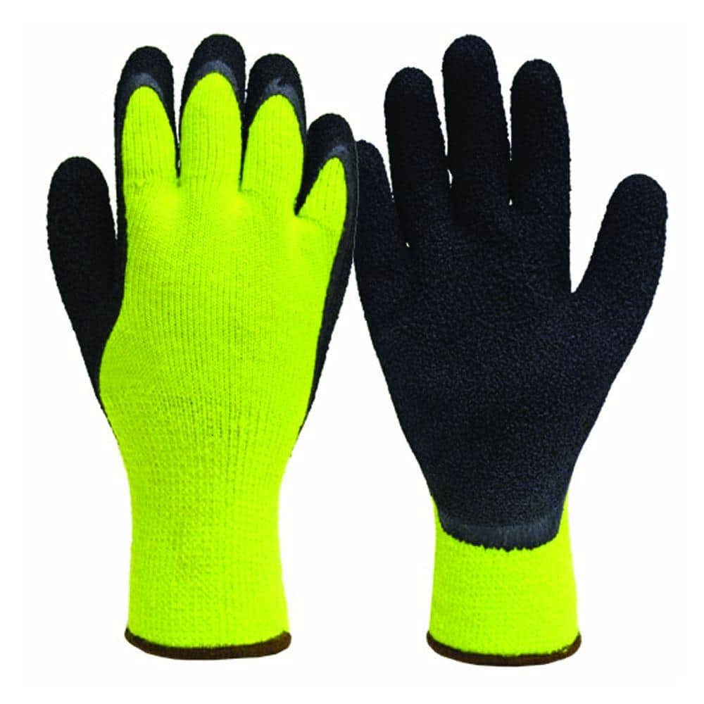 FIRM GRIP Winter High Visibility Large Thermal Latex Coated Gloves 6047-012  The Home Depot