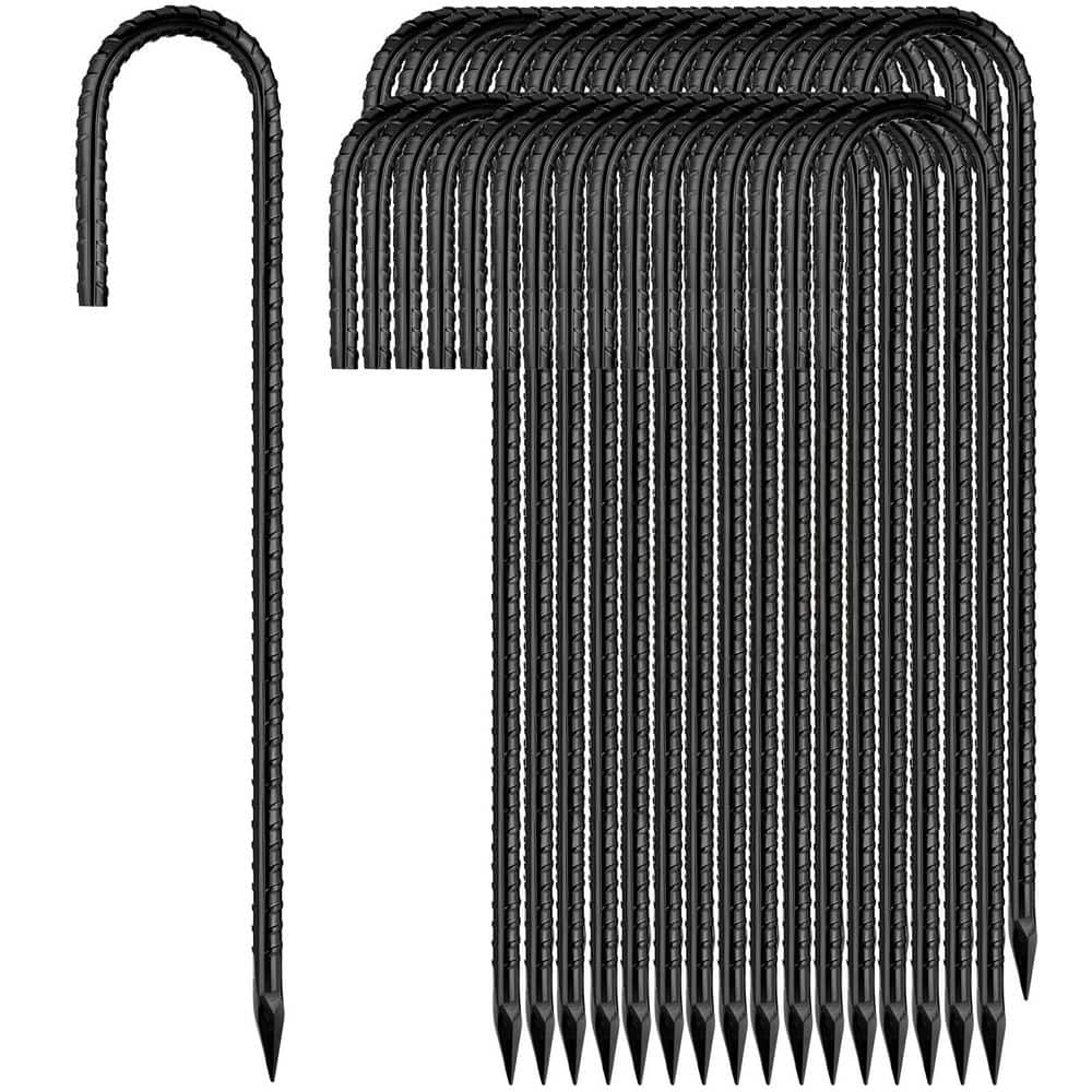 32-Pack 5/16 in. x 1 ft. J Hook Rebar Stakes, Chain Link Fence Stakes, Metal Tent Stakes for Lawn Decorations price history on PriceWatchPro