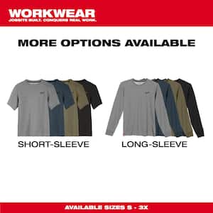 Men's 2X Large Gray Long Sleeve Hybrid Work T Shirt with 2X Large Blue Long Sleeve Hybrid T Shirt (2-Pack)