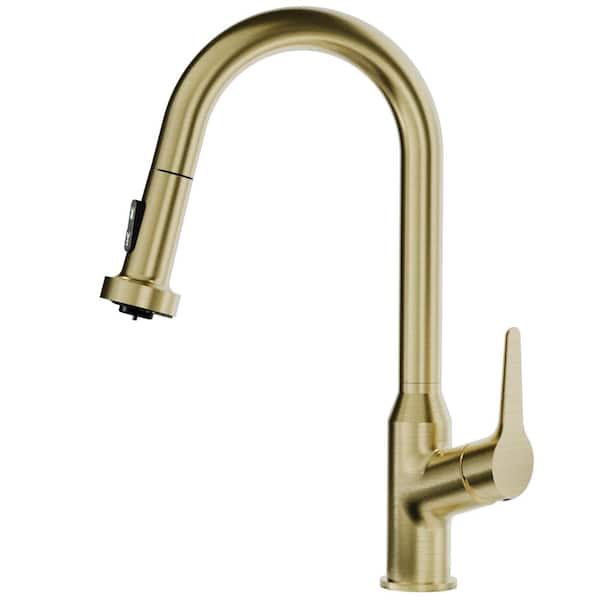 Scottsdale 16 in. Tall Single Handle Pull Down Sprayer Kitchen Faucet with 360° Spout Swivel in Spot-Free Brushed Gold