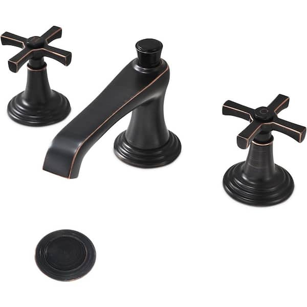 Phiestina 8 in. Widespread High End Bathroom Faucet Oil Rubbed Bronze 3 Hole Bathroom Sink Faucet Bronze Vanity Faucet