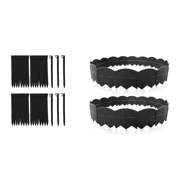 40 ft. Plastic Landscape Edging No Dig, 5.9 in. Garden Edging with 40-Pcs Stakes, 40-Pcs Garden Border Flexible, Black