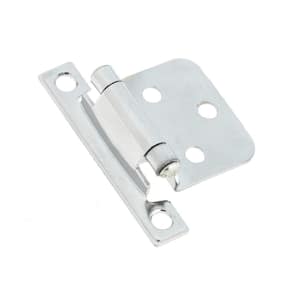 Variable Overlay Chrome Semi-Concealed Self-Closing Square-Edged for Face Frame Cabinet Hinge (2-Pack)