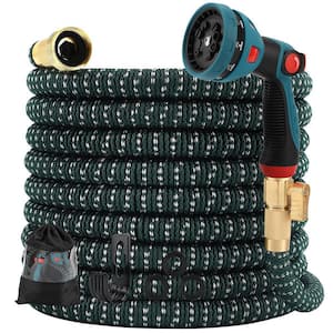 3/4 in. Dia x 50 ft. Dark Black Expandable Flexible Garden Hose with Solid Brass Fittings and Double Latex Core
