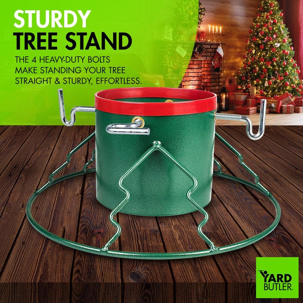Green and Red Heavy-Duty Steel Christmas Tree Stand