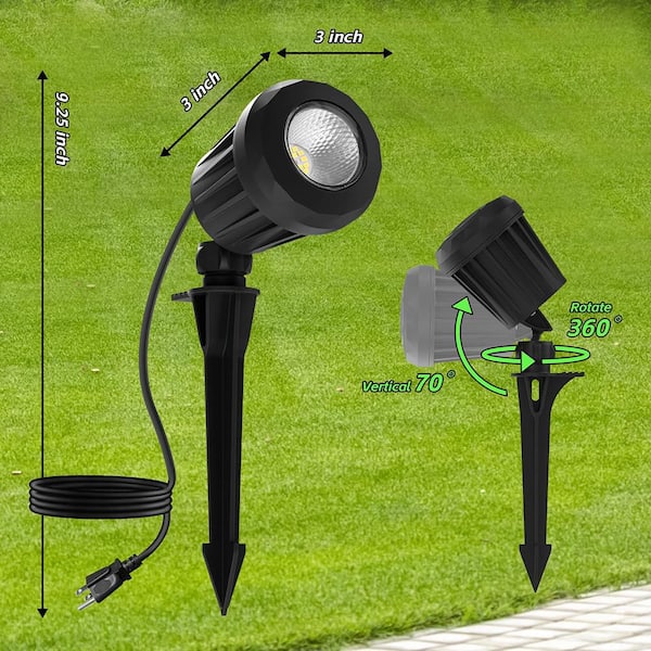 120V Black Plug in Outdoor IP67 Waterproof Spotlight with No Bulbs