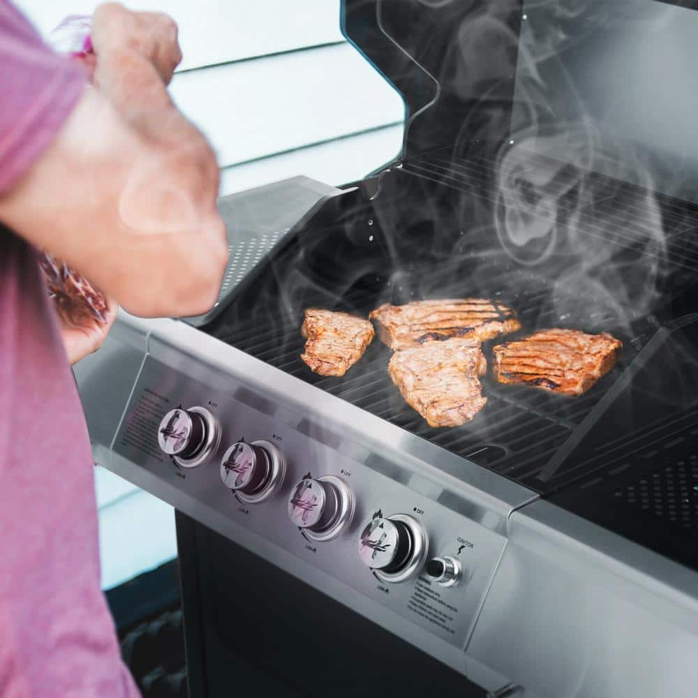 Royal Gourmet 4-Burner Black and Silver Stainless Steel Propane Gas Grill