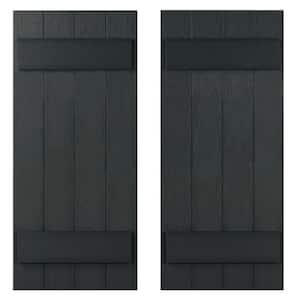 14 in. x 35 in Recycled Plastic Board and Batten Stonecroft Shutter Pair in Black