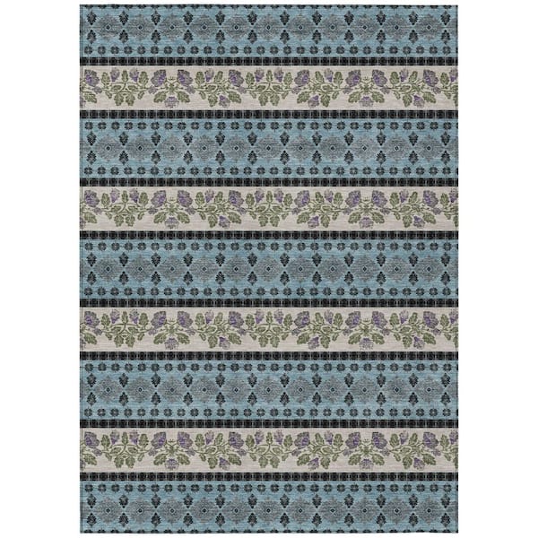 Chantille Machine Washable Indoor/Outdoor Abstract ACN2465 Aqua 5 ft. x 7 ft. 6 in. Area Rug