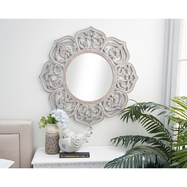 Carved Wood 35 Round Mirror Mirror Ideas