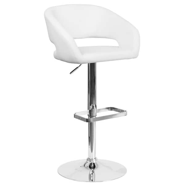 Flash Furniture 32 in. Adjustable Height White Cushioned Bar Stool