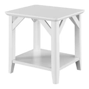 Winston 22 in. W White Rectangle Wood Top End Table with Shelf