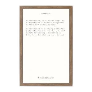 Beauty - F. Scott Fitzgerald, Rustic Brown Frame, Magnetic Memo Board