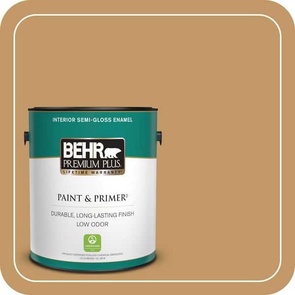 BEHR PREMIUM PLUS 1 gal. #310F-5 Donegal Tweed Semi-Gloss Enamel Low Odor Interior Paint & Primer