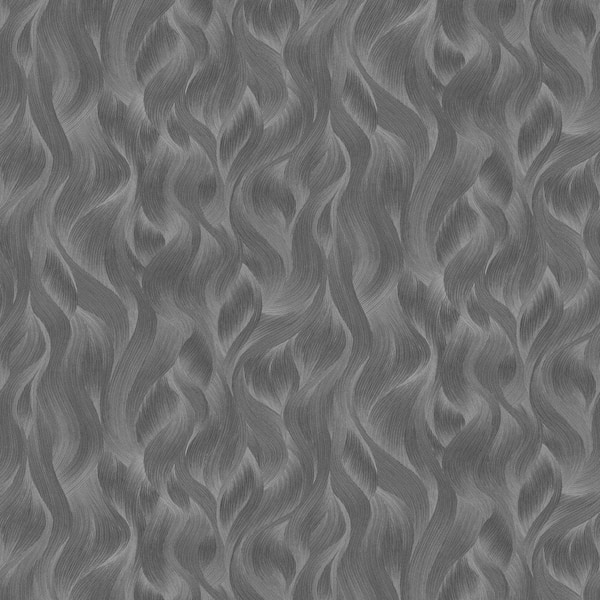 Elle Decor ELLE Decoration Collection Dark Grey/Silver Wave Pattern Vinyl on Non-Woven Non-Pasted Wallpaper Roll (Covers 57 sq.ft.)