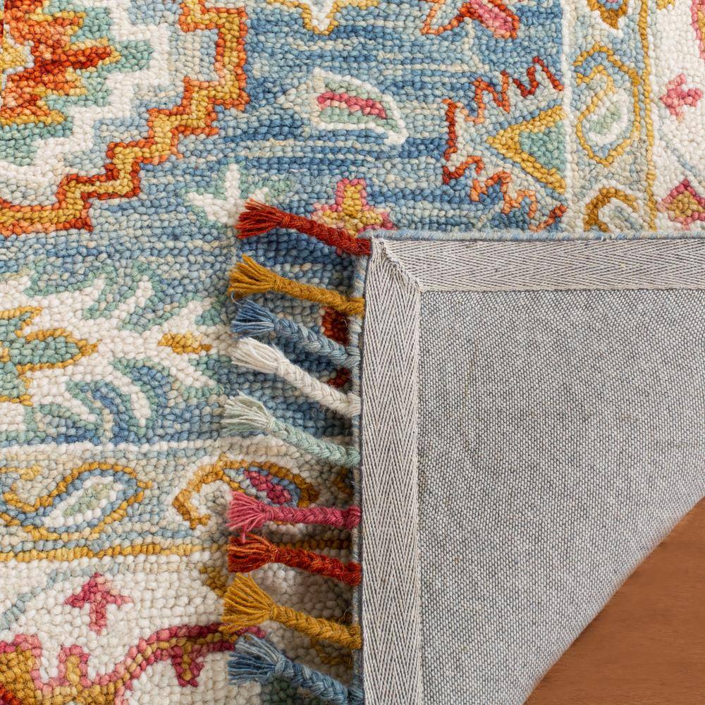 Reversible Tufted Floral Blue & Ivory Wool Blend 3' x 5' Area Rug