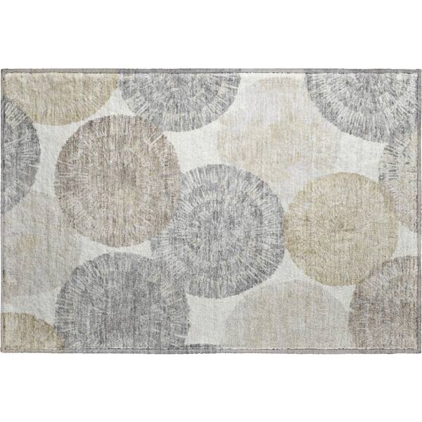 Mayfield Premium Machine Washable Abstract AMF2351 Linen 2 ft. x 3 ft. Accent Rug
