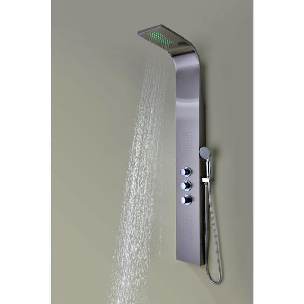 Arc Series 64 in. 2-Jetted Full Body Shower Panel with Heavy Rain Shower and Spray Wand in Brushed Stainless Steel