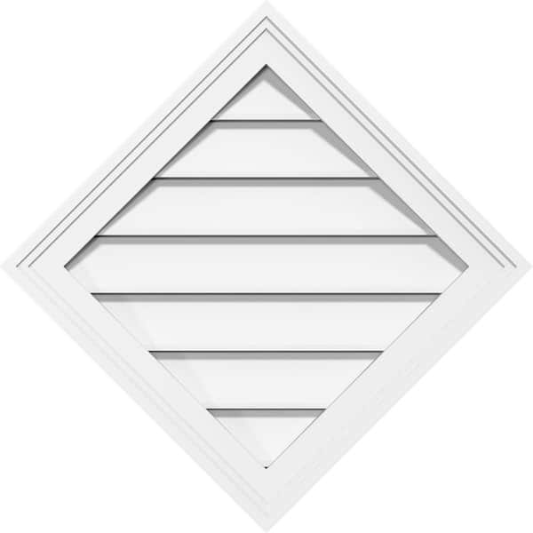 Ekena Millwork 20" x 20" Diamond Surface Mount PVC Gable Vent: Functional with Brickmould Frame