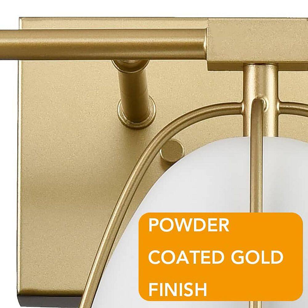 Brushed Brass 29" Vanity Light with White Metal Dome Shades