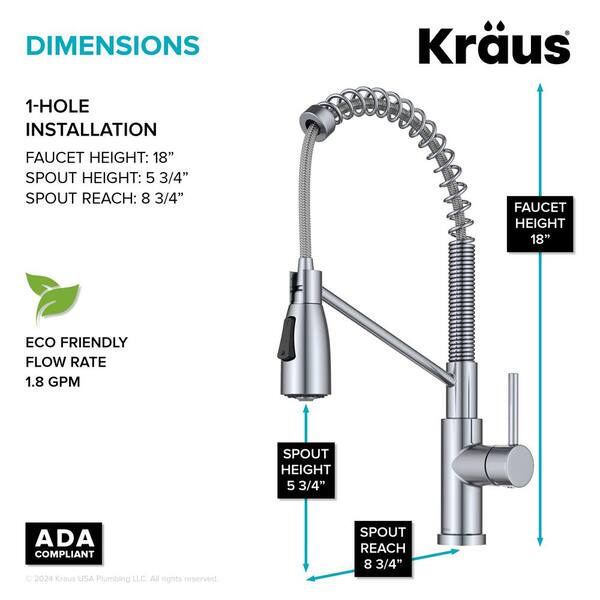 KRAUS Coda Commercial Style 2-Function Single Handle Pull