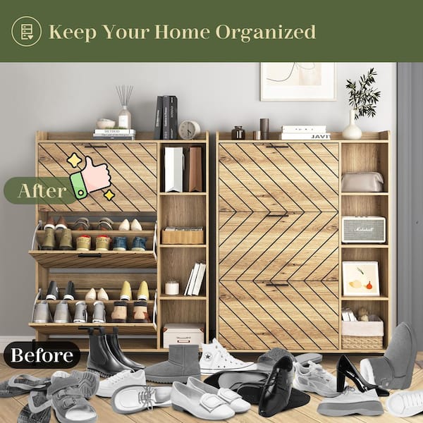 Magic Home W Wood Freestanding Shoe Organizer Shoe - Main Image