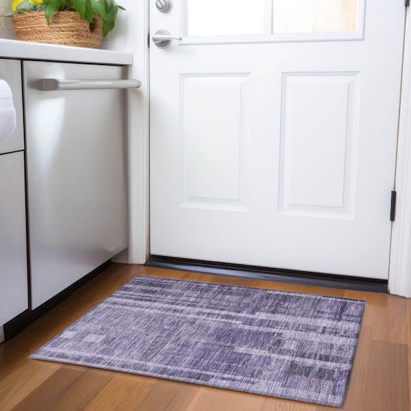 Mayfield Premium Machine Washable Abstract AMF1063 Purple 2 ft. x 3 ft. Area Rug
