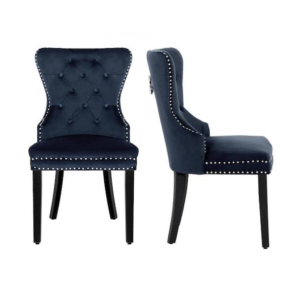 Brooklyn Navy Blue Tufted Velvet Dining Side Chair (Set of 2)