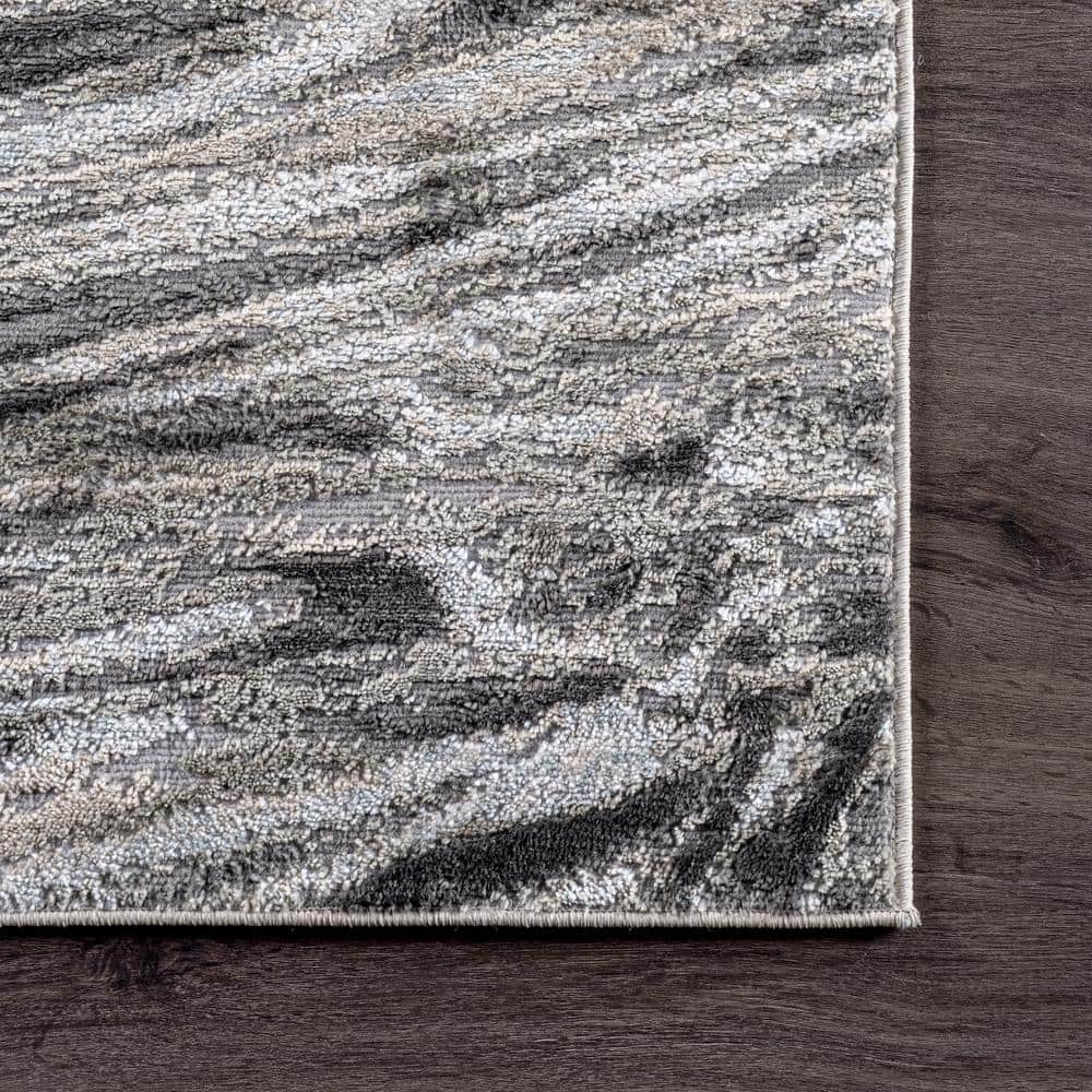 Abstract Braided Marble 5'x8' Area Rug in Gray Synthetic