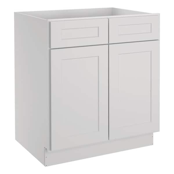 HOMEIBRO Newport Dove Plywood Shaker Style 2-Door 2-Drawer Base Kitchen Cabinet 30 in. W x 24 in. D x 34.5 in. H