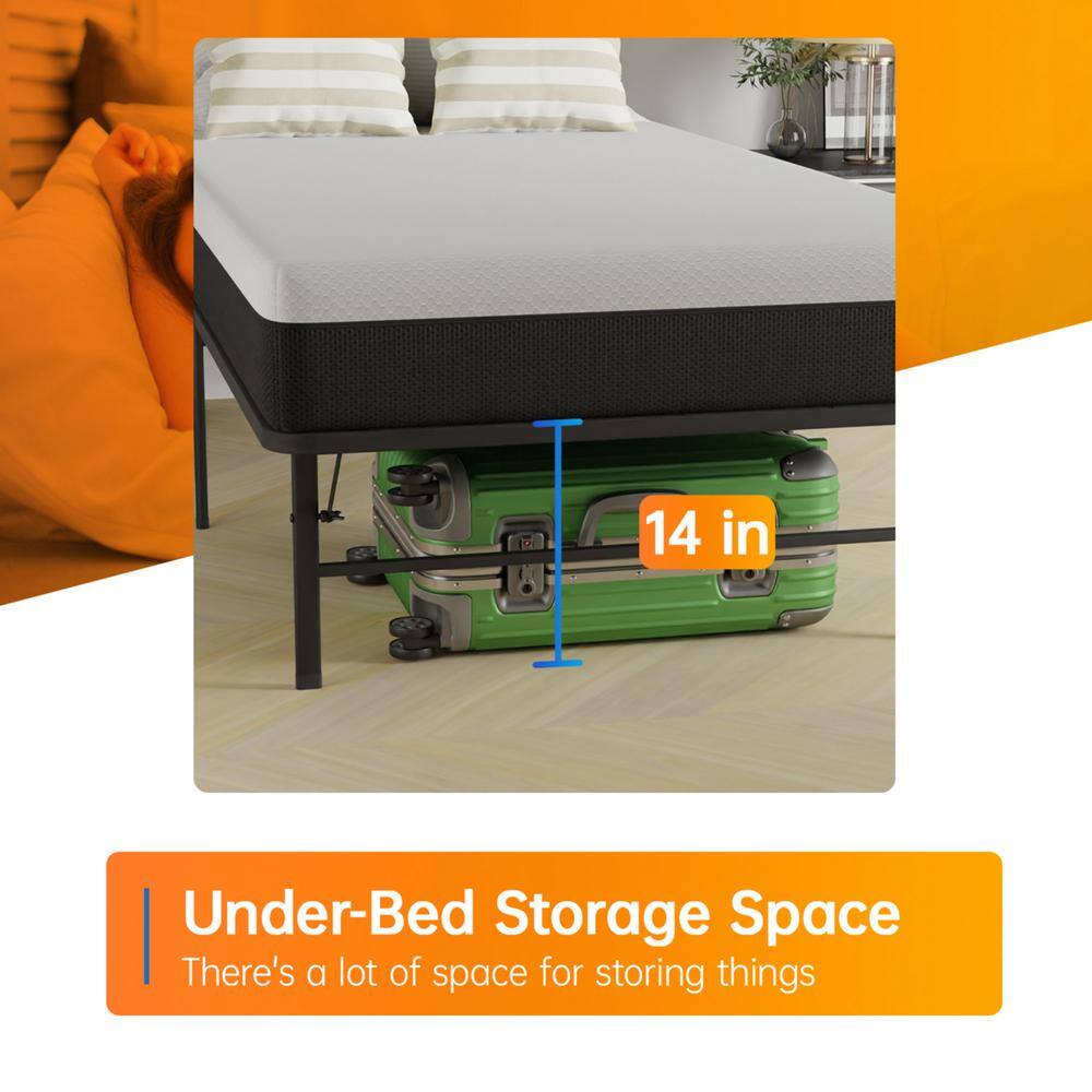 Penn Black Metal Full/Double Platform Bed Frame with Storage