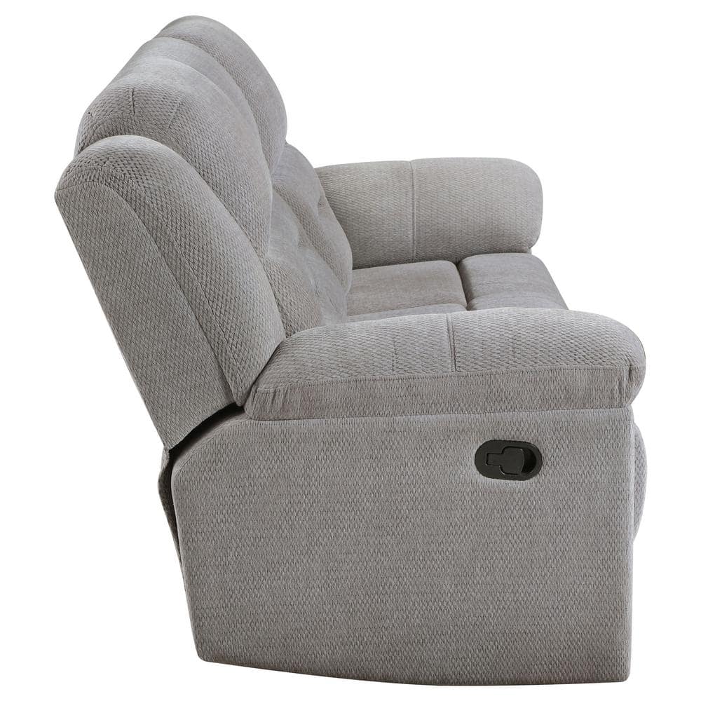 Gilson Gray Chenille Fabric Manual Reclining Sofa with Pillow-Top Arms