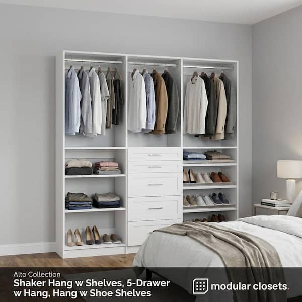 MODULAR CLOSETS Alto Collection 93 in. W White Wall Mounted Shaker