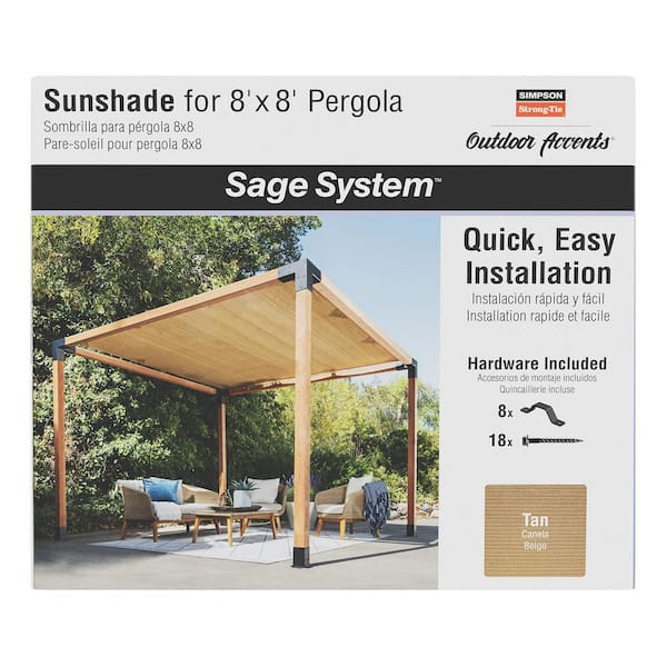 Outdoor Accents Sage System Sunshade for 8 ft. x 8 ft. Pergola, Tan