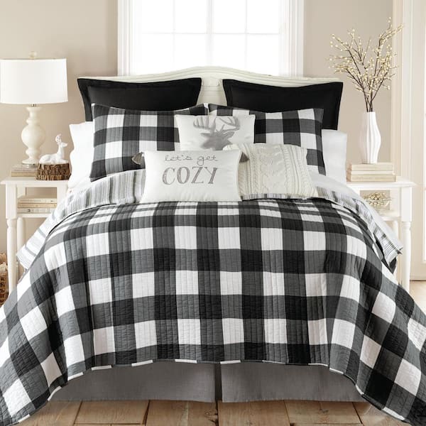 LEVTEX HOME Camden Black 2-Piece Plaid Cotton Twin/Twin XL Quilt Set