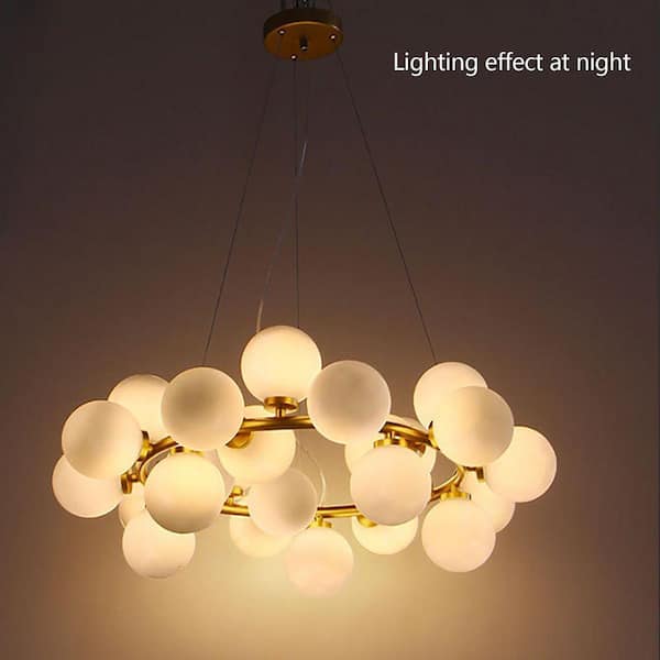 OUKANING 25-Light Gold Modern Creative Bubble Glass Ball