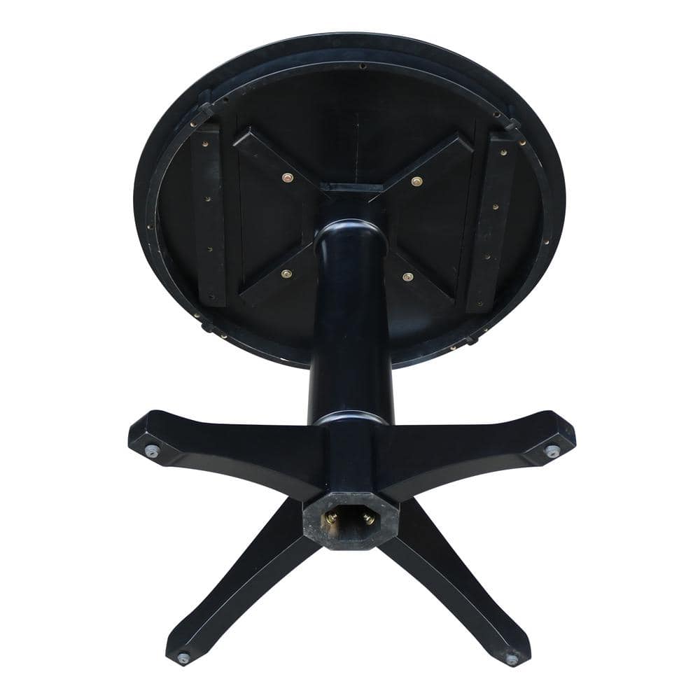 Black Round Solid Wood Pedestal Dining Table