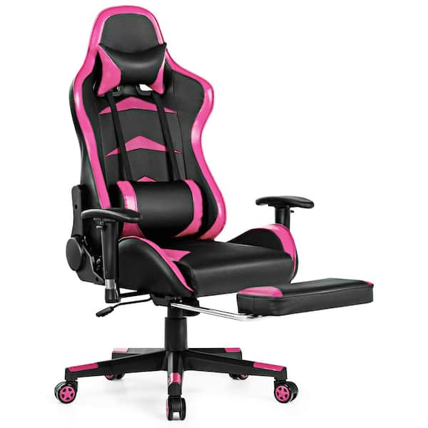 Gymax 48 in. Rectangular Pink Steel Computer Desk and Massage Gaming Chair  Set with Adjustable Height GYM05933 - The Home Depot