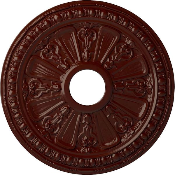 Ekena Millwork 1-1/8" x 18-1/8" x 18-1/8" Polyurethane Raymond Ceiling Medallion, Brushed Mahogany