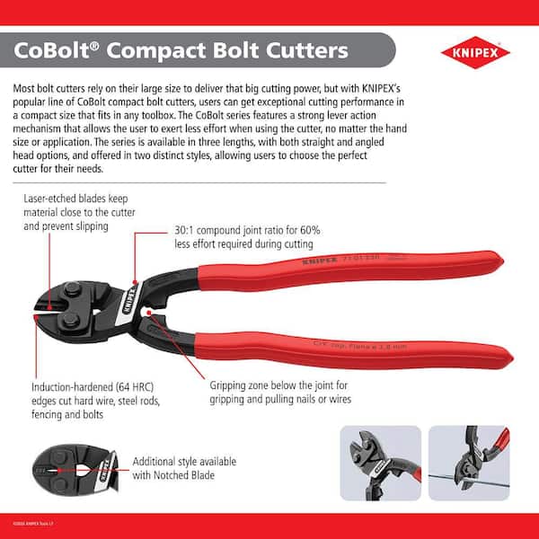 KNIPEX 8 in. CoBolt Mini Bolt Cutters with Dual-Component Comfort