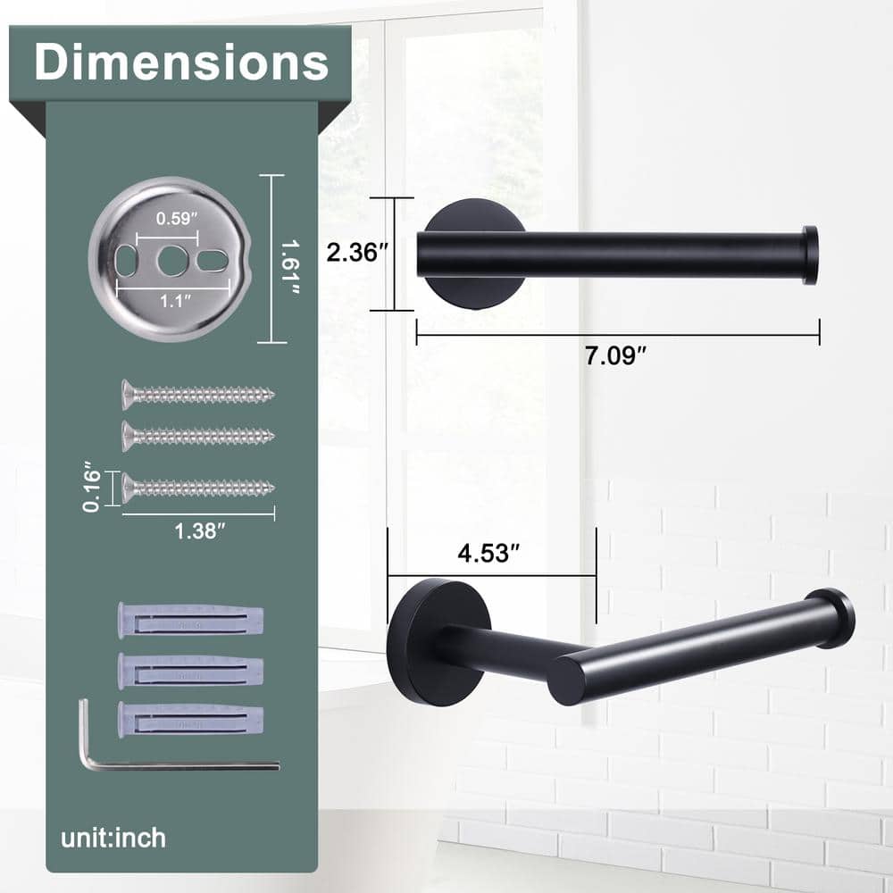 Matte Black Stainless Steel Wall-Mount Toilet Paper Holder
