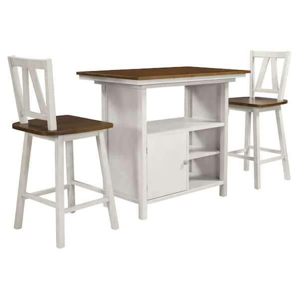 SUNRINX Farmhouse 3-Piece Counter Height Dining Seats (2-Set)