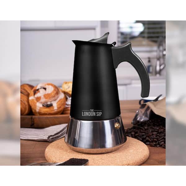 London Sip Stainless Steel Stovetop Espresso Maker Moka Pot Italian Coffee  Percolator, Copper, 3 Cup