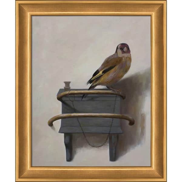 LA PASTICHE The Goldfinch by Carel Fabritius Muted Gold Glow Framed Animal Oil Painting Art Print 20 in. x 24 in.
