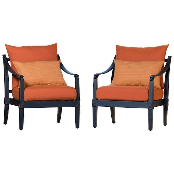 RST Brands Astoria Patio Club Chair with Tikka Orange Cushions (2-Pack)