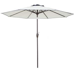 9 ft. 100% Polyester Market, UV Fade Resistant, Outdoor Umbrella in Beige Navy