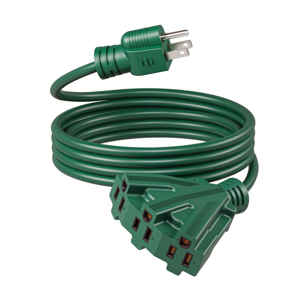 12 ft Outdoor Extension Cord with Multiple 3 Outlets 3 Prong 16 AWG SJTW for Outside Green Color price history on PriceWatchPro