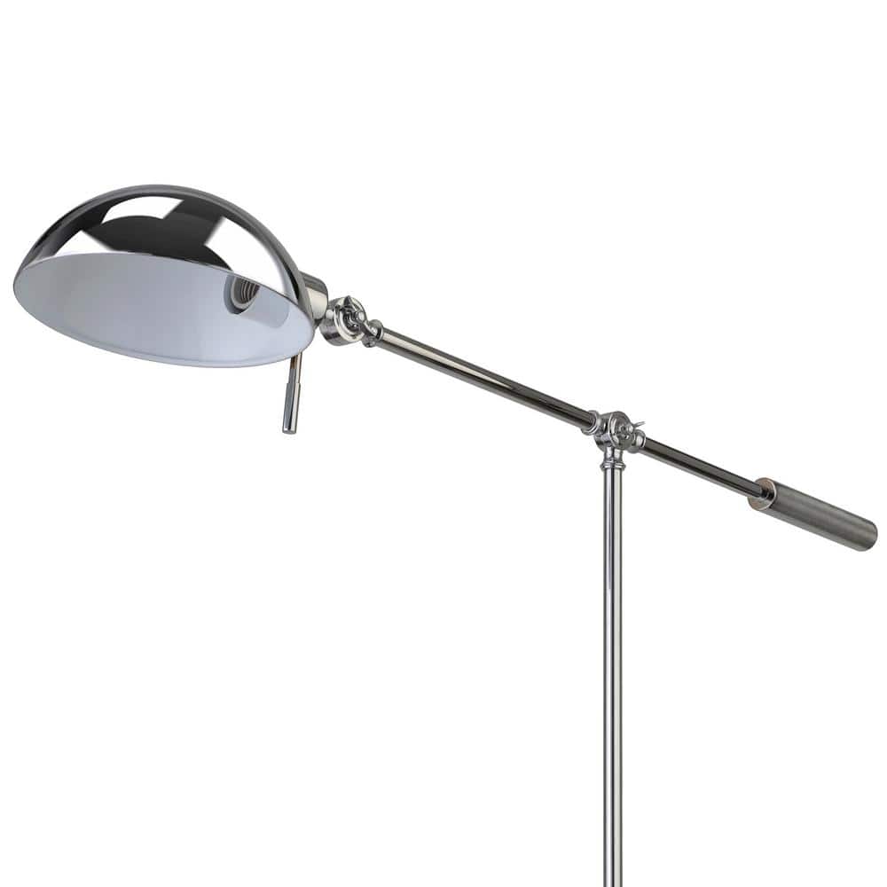 Polished Nickel Adjustable Floor Lamp with Dome Shade