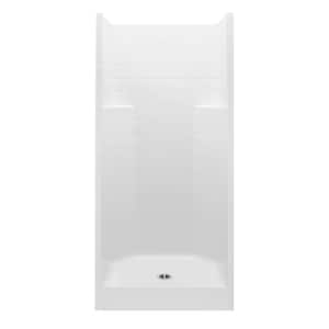 Everyday Textured Tile 36 in. x 36 in. x 72 in. 1-Piece Shower Stall with Center Drain in White