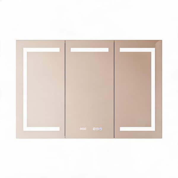 60 in. W x 36 in. H Rectangular Aluminum and Glass Lighted Medicine Cabinet with Mirror, Anti-Fog, Dimmable LED